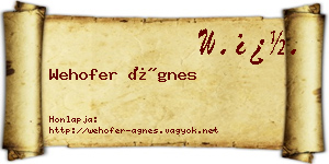 Wehofer Ágnes névjegykártya